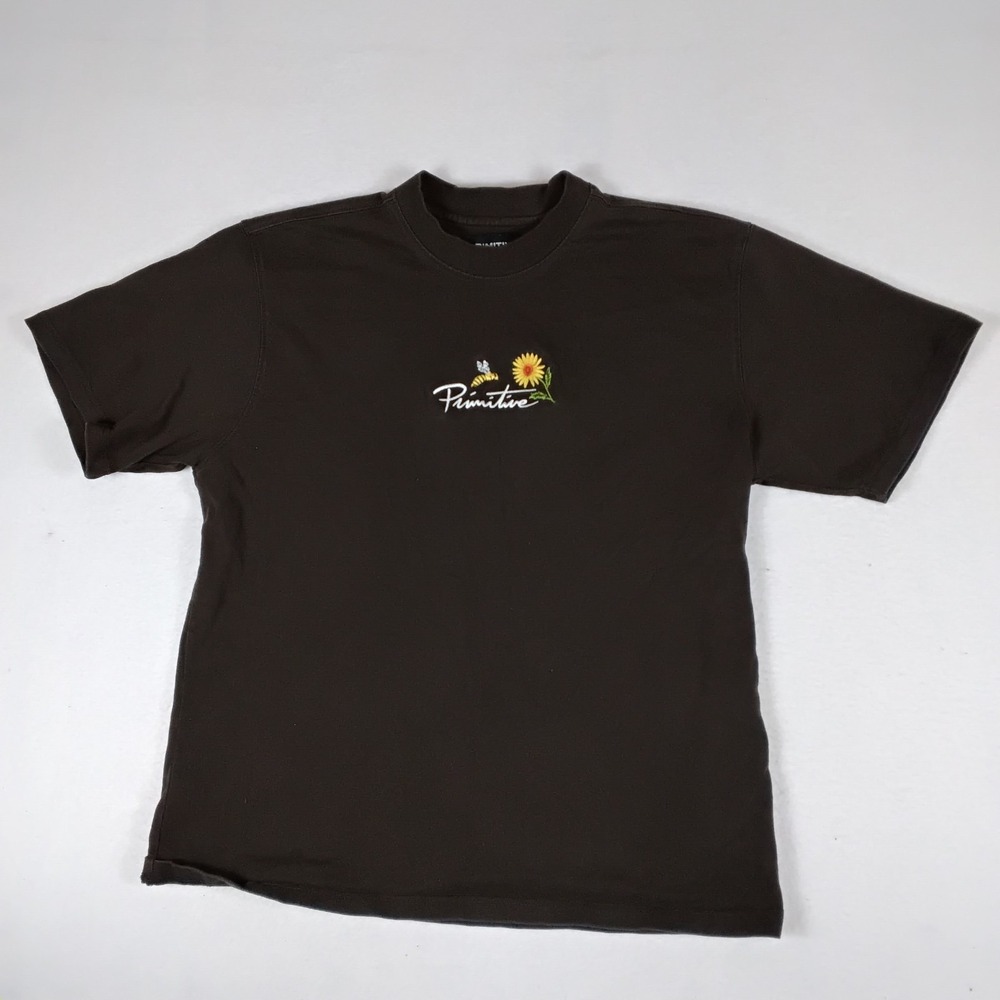 Primitive Men's L Black Short Sleeve Crew Neck Floral Logo Graphic Tee